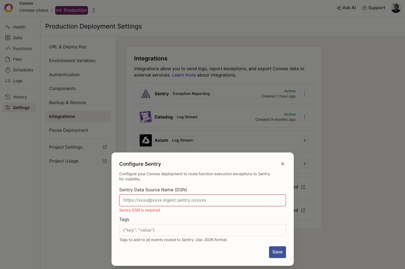 Configure sentry