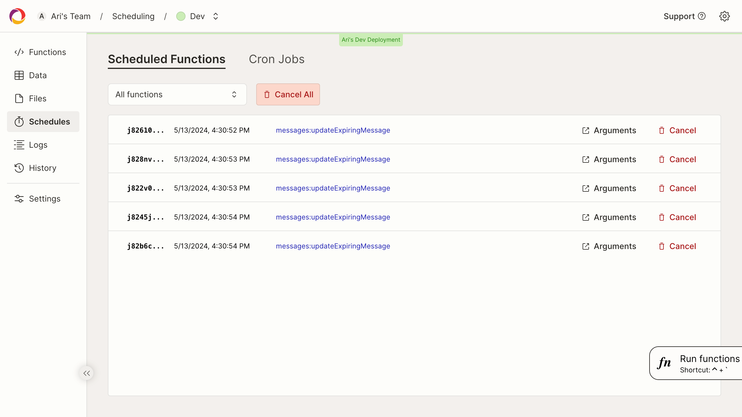 Scheduled functions