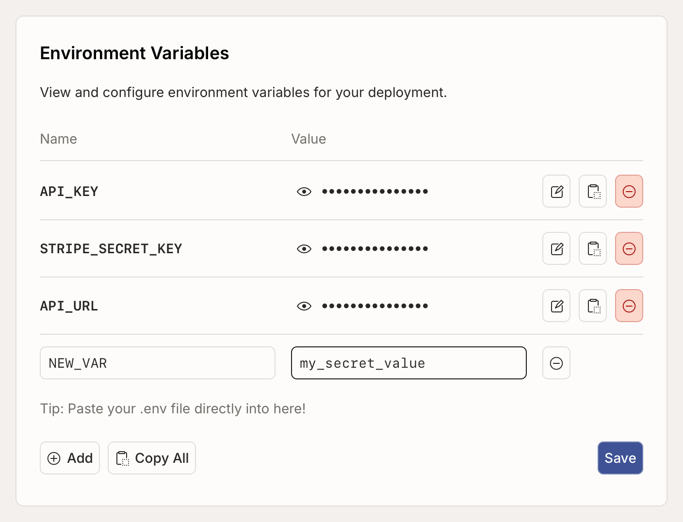 Edit environment variable