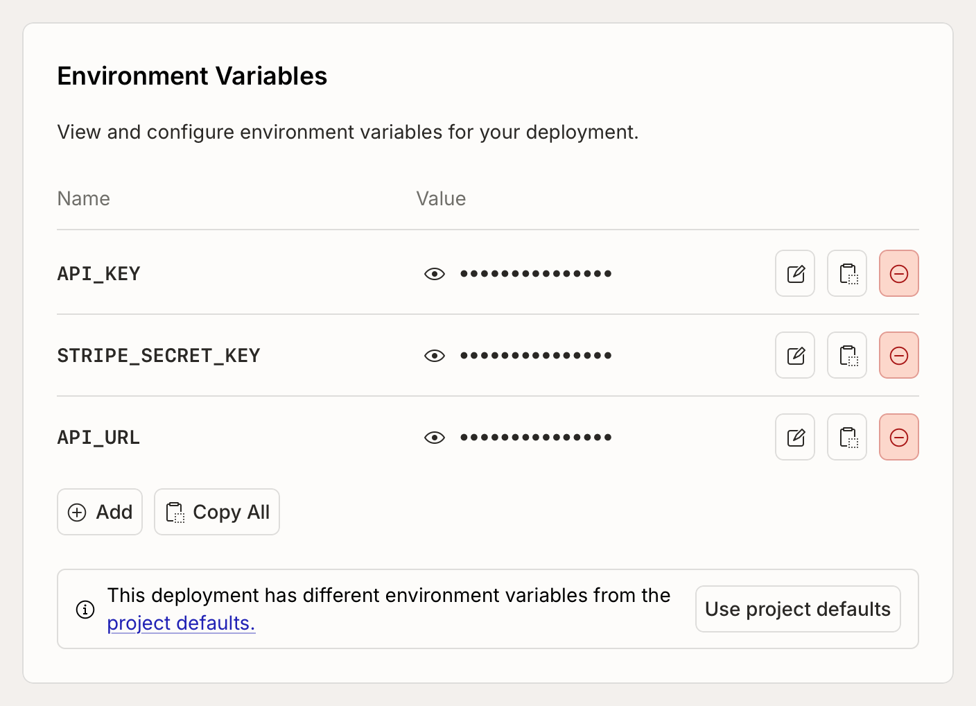 Environment variable default mismatch