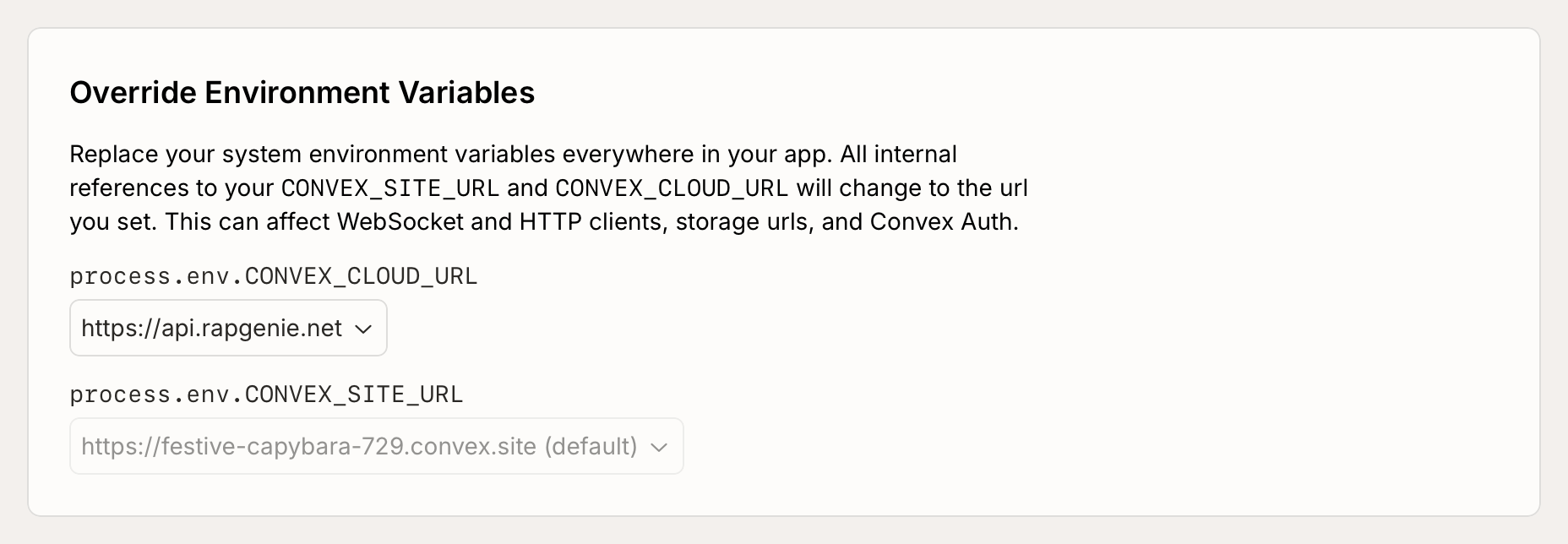 Override system environment variables