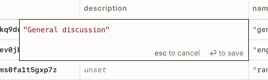 Inline value editor