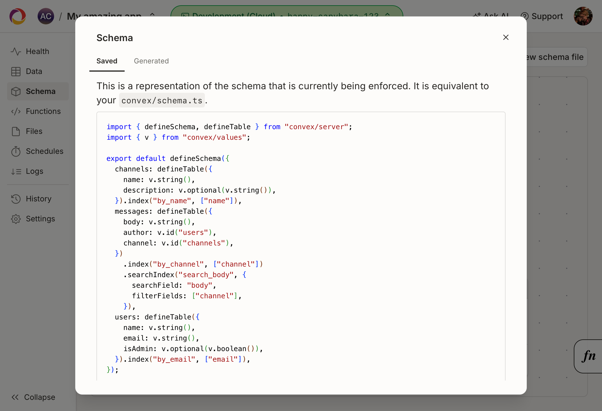 Viewing the schema file
