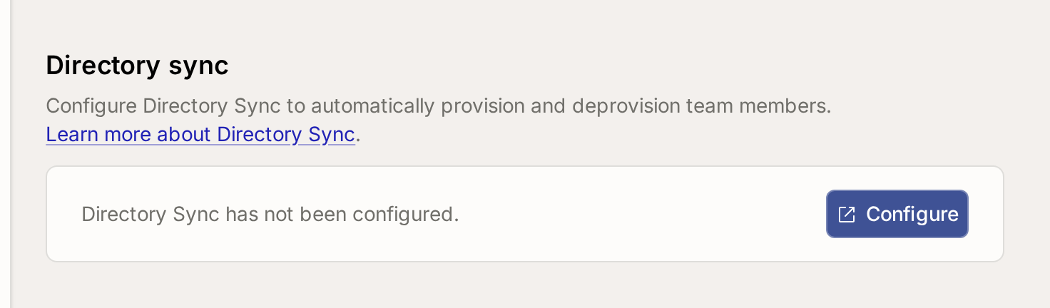 The Directory Sync section before a directory has been configured