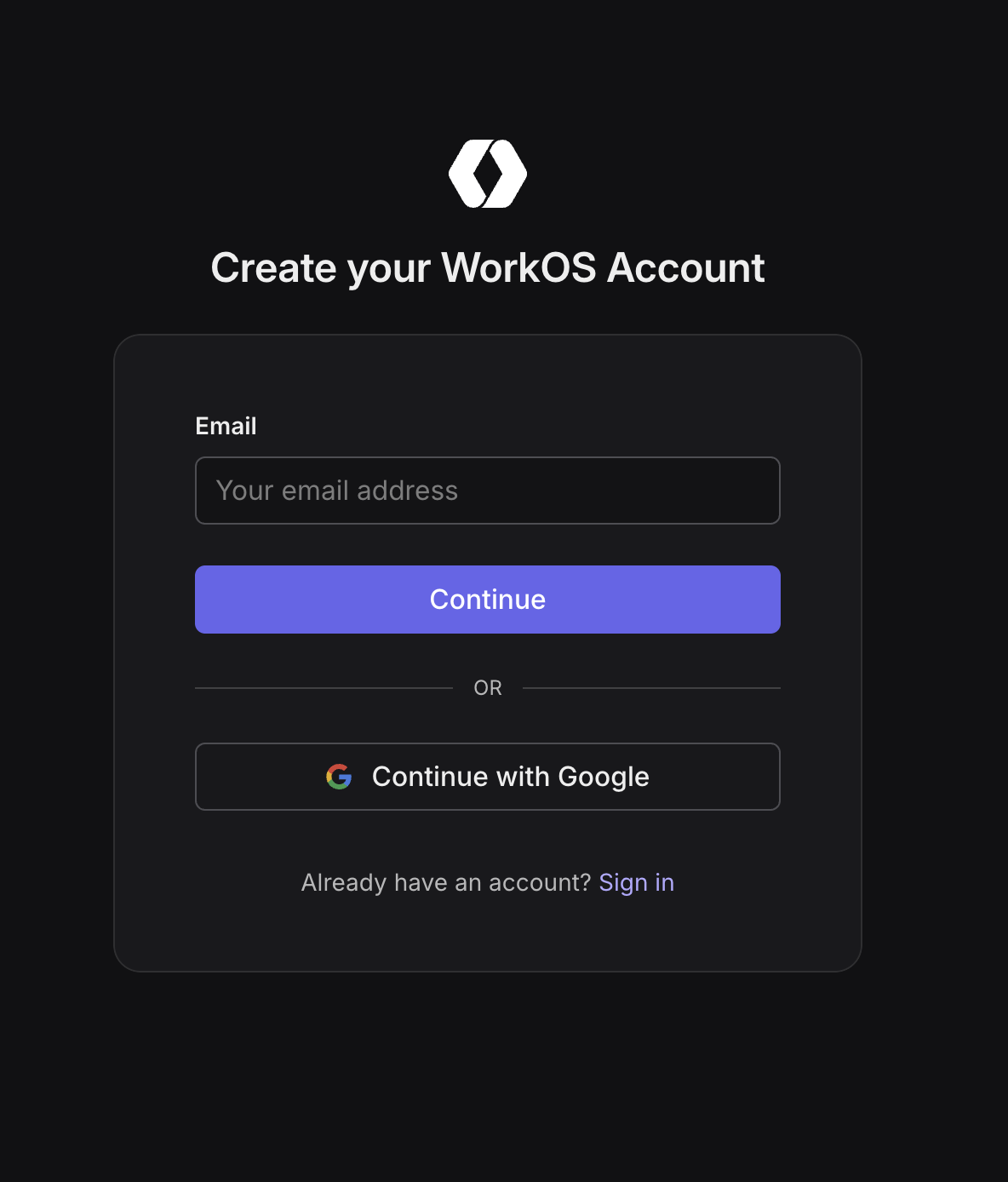 Sign up for a WorkOS account